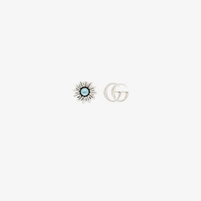 Gucci Double G Flower Stud Earrings In Metallic
