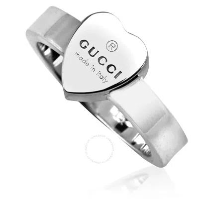 Gucci Sterling Silver Heart Pendant Trademark Ring In Metallic