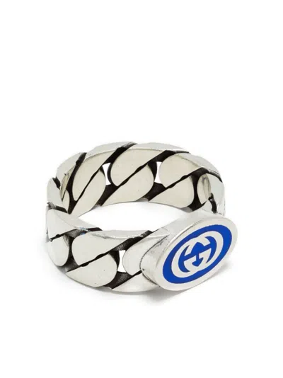 GUCCI STERLING SILVER INTERLOCKING G CHAIN RING