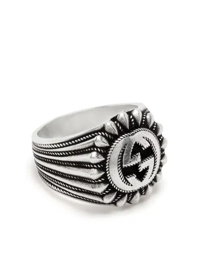 Gucci Sterling Silver Interlocking G Engraved Ring