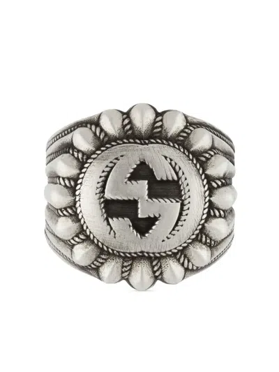 Gucci Interlocking G Engraved Ring In Silver