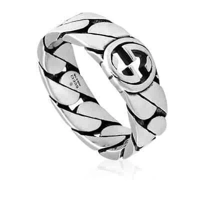 Pre-owned Gucci Sterling Silver Interlocking Ring