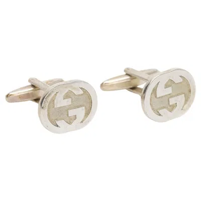 Pre-owned Gucci Sterling Silver Logo Cufflinks In Multi