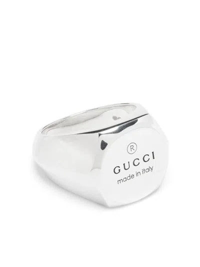 Gucci Sterling Silver Logo-engraved Ring