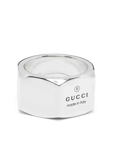 Gucci Sterling Silver Logo-engraved Ring