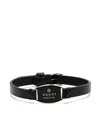 Gucci Sterling Silver Logo-plaque Bracelet In Black