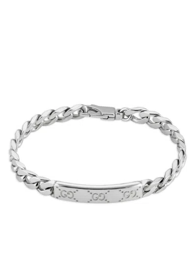 Gucci Sterling Silver Signature Bracelet In Gray