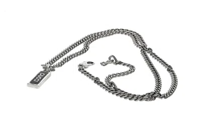 Pre-owned Gucci Sterling Silver Tag Necklace With Black Enamel Necklace Ybb67871400300u