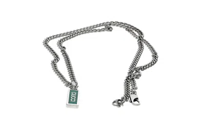 Pre-owned Gucci Sterling Silver Tag Necklace With Enamel Necklace Ybb67871400100u