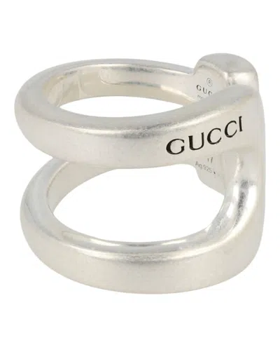 Pre-owned Gucci Sterling Stirrup Wrapped Horsebit Ring In Silver