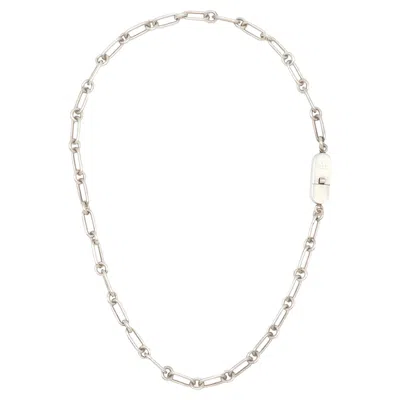 Pre-owned Gucci Sterling Trombone Link Chain Necklace In Multi