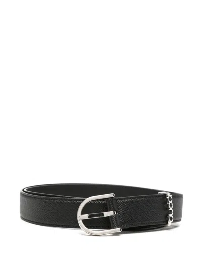 Gucci Stirrup-buckle Leather Belt In Black