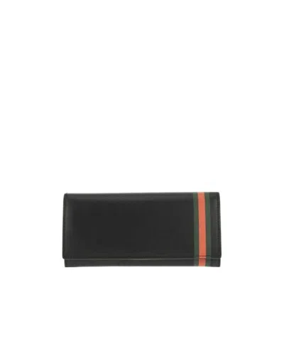 Gucci Stitching Long Folding Wallets In Black