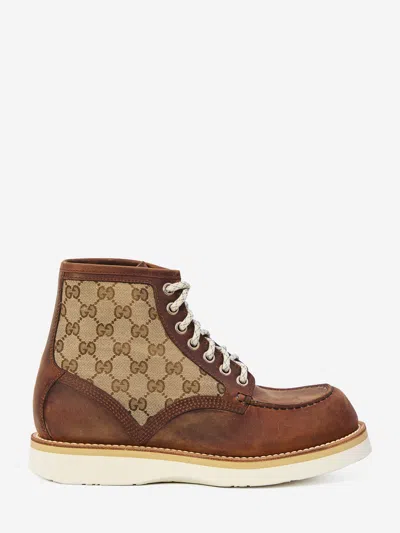 Gucci Gg Ankle Boots In Brown
