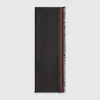 Gucci Web-stripe Frayed Scarf In Black