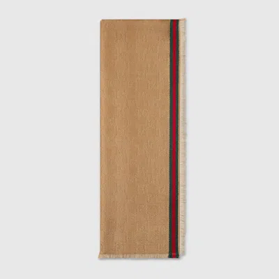 Gucci Gg Silk Cotton Stole In Beige