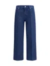 Gucci Blue Jeans With Front Pences And Logo Patch On The Rear In Denim Woman
