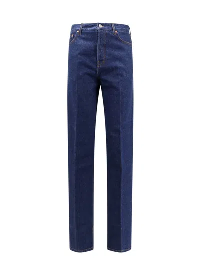 Gucci Cotton Jeans With Back Logo Patch In Blue