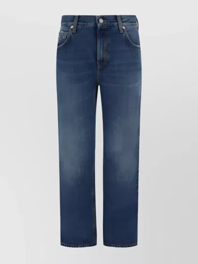 Gucci Straight Cotton Jeans Faded Wash In Blue