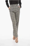 GUCCI STRAIGHT FIT FLAX BLEND PANTS WITH DISTRICT CHECK MOTIF