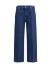 Gucci Blue Jeans With Front Pences And Logo Patch On The Rear In Denim Woman