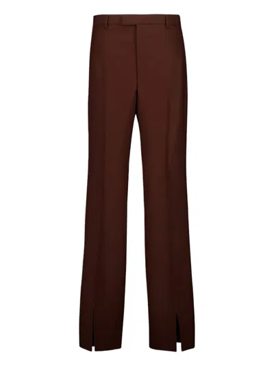 Gucci Straight-leg Split Trousers In Brown