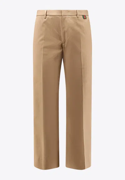 Gucci Straight-leg Twill Pants In Neutral