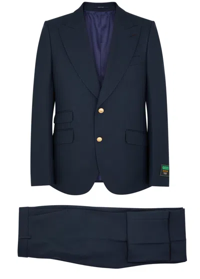 Gucci Straight-leg Twill Suit In Blue