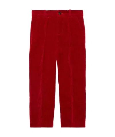 Gucci Straight Leg Velvet Trousers In Red