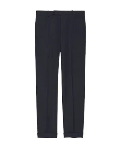 Gucci Straight-leg Wool Trousers In Blue