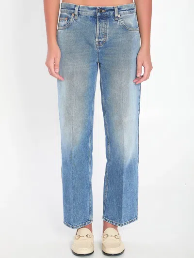 Gucci Straight Light Blue Jeans With Faded Effect