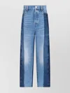 Gucci Straight Patchwork Trousers With Pockets And Loops In Blue
