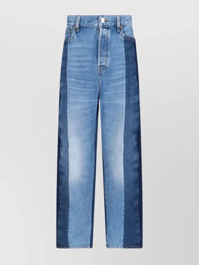 Gucci Straight Patchwork Trousers With Pockets And Loops In Blue