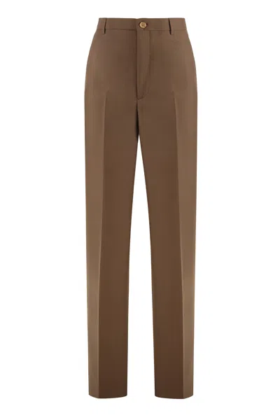 Gucci Straight-leg Technical Pants With Internal Drawstring Waist In Brown