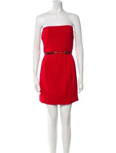 Pre-owned Gucci Strapless Mini Dress In Red