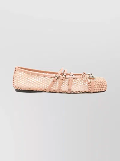 Gucci Strappy Ballerina Shoes Square Toe In Pink