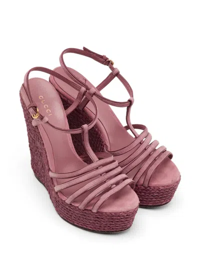 Pre-owned Gucci Strappy Platform Sandals In Pink