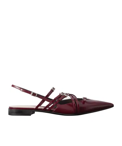 Gucci 15mm Leather Strappy Ballet Flats In Red