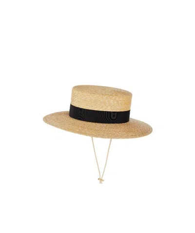 Gucci Straw Boater Hat In Brown