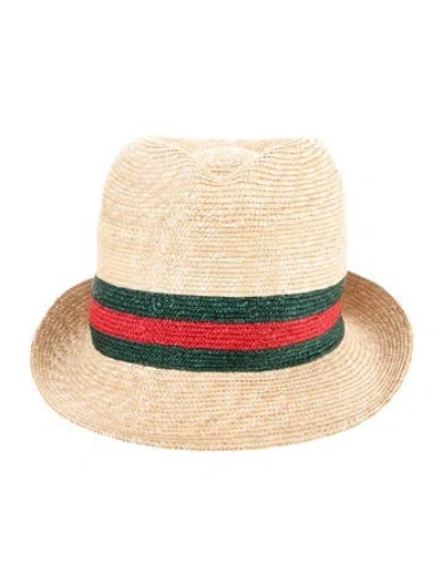 Pre-owned Gucci Straw Bucket Hat In Neutral