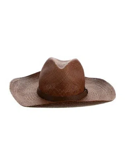 Pre-owned Gucci Straw Cowboy Hat In Brown