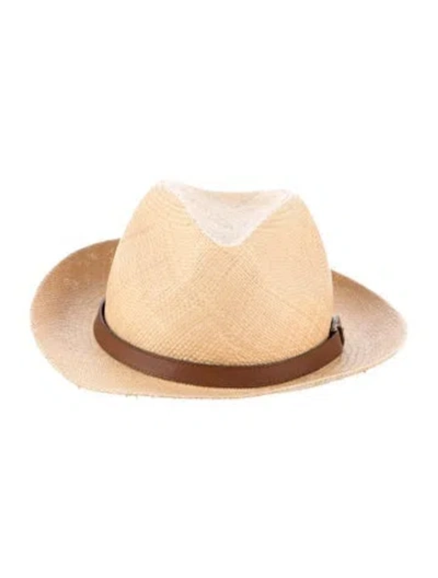 Pre-owned Gucci Straw Fedora In Brown/neutrals