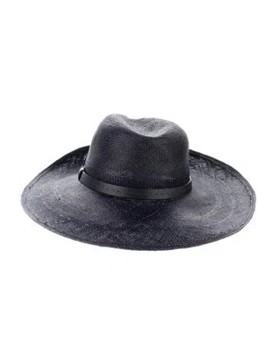 Pre-owned Gucci Straw Fedora Hat In Blue