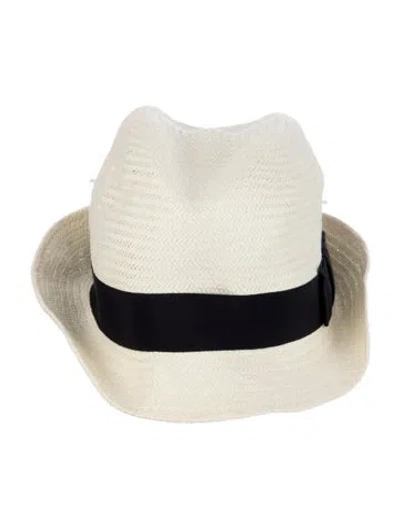 Pre-owned Gucci Straw Fedora Hat In Neutrals