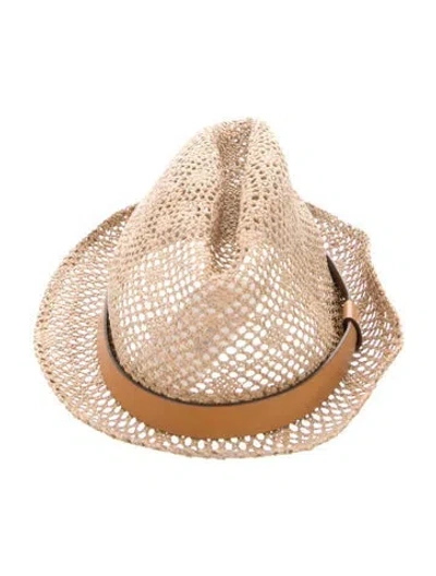 Pre-owned Gucci Straw Fedora In Neutral