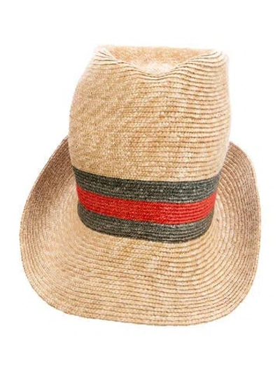 Pre-owned Gucci Straw Fedora In Neutrals
