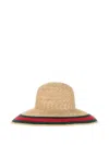 Gucci Web-stripe Woven Straw-effect Hat In Brown