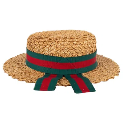 Pre-owned Gucci Straw Hat In Brown