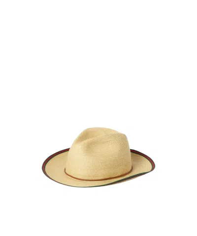 Gucci Straw Hat With Web In Brown
