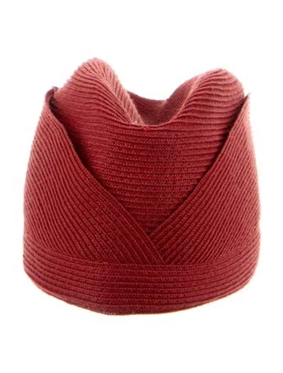 Pre-owned Gucci Straw Pill Box Hat In Red